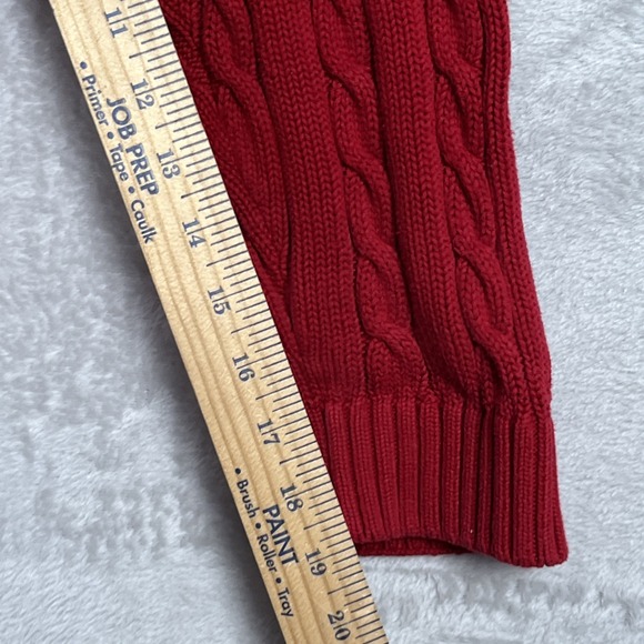Chaps Cable Knit Sweater Large Mens Red Fisherman Y2K 90s Preppy Chunky Vintage - Picture 7 of 8